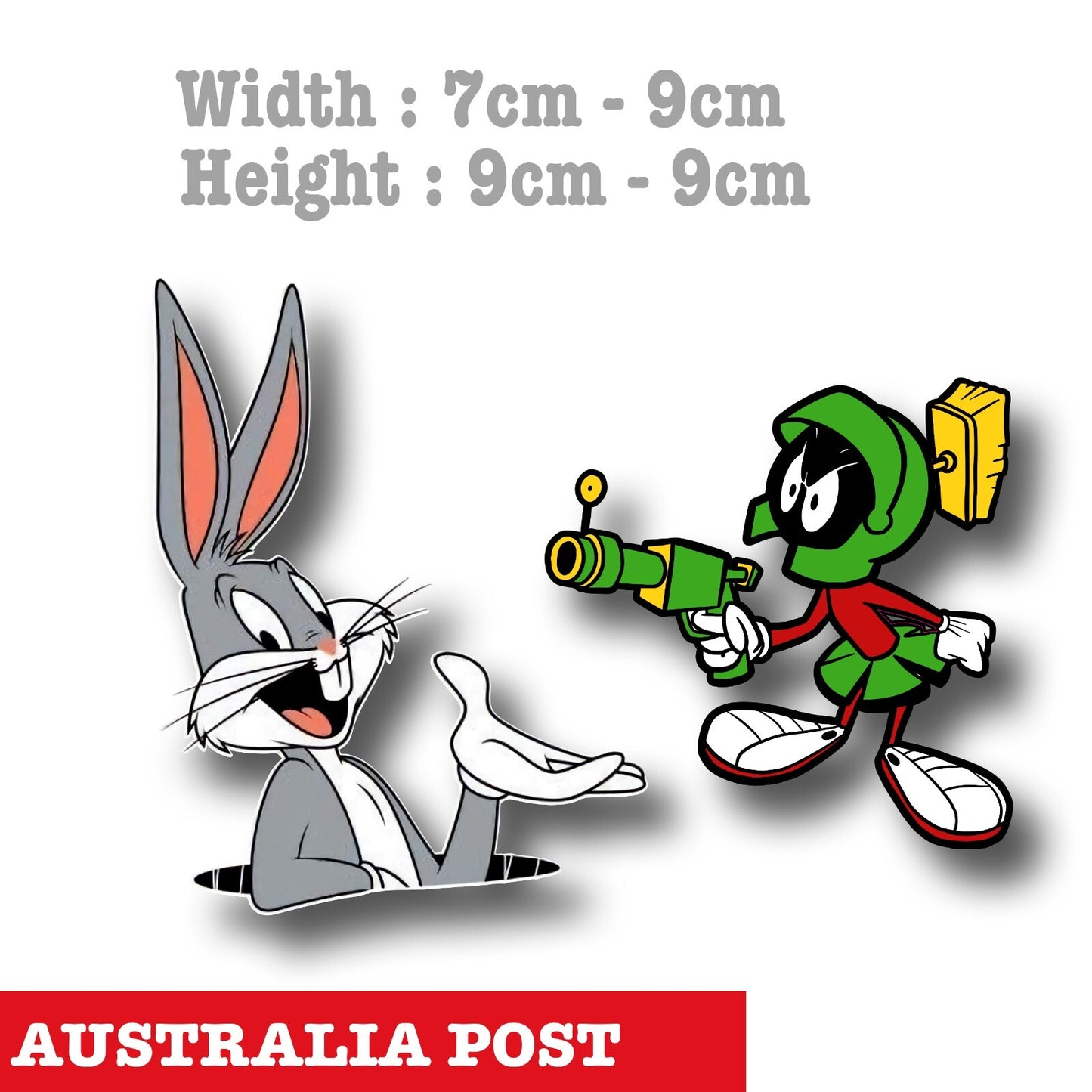 Marvin the Martian with Gun & Bugs Bunny Funny, Looney Tunes Vinyl Sticker