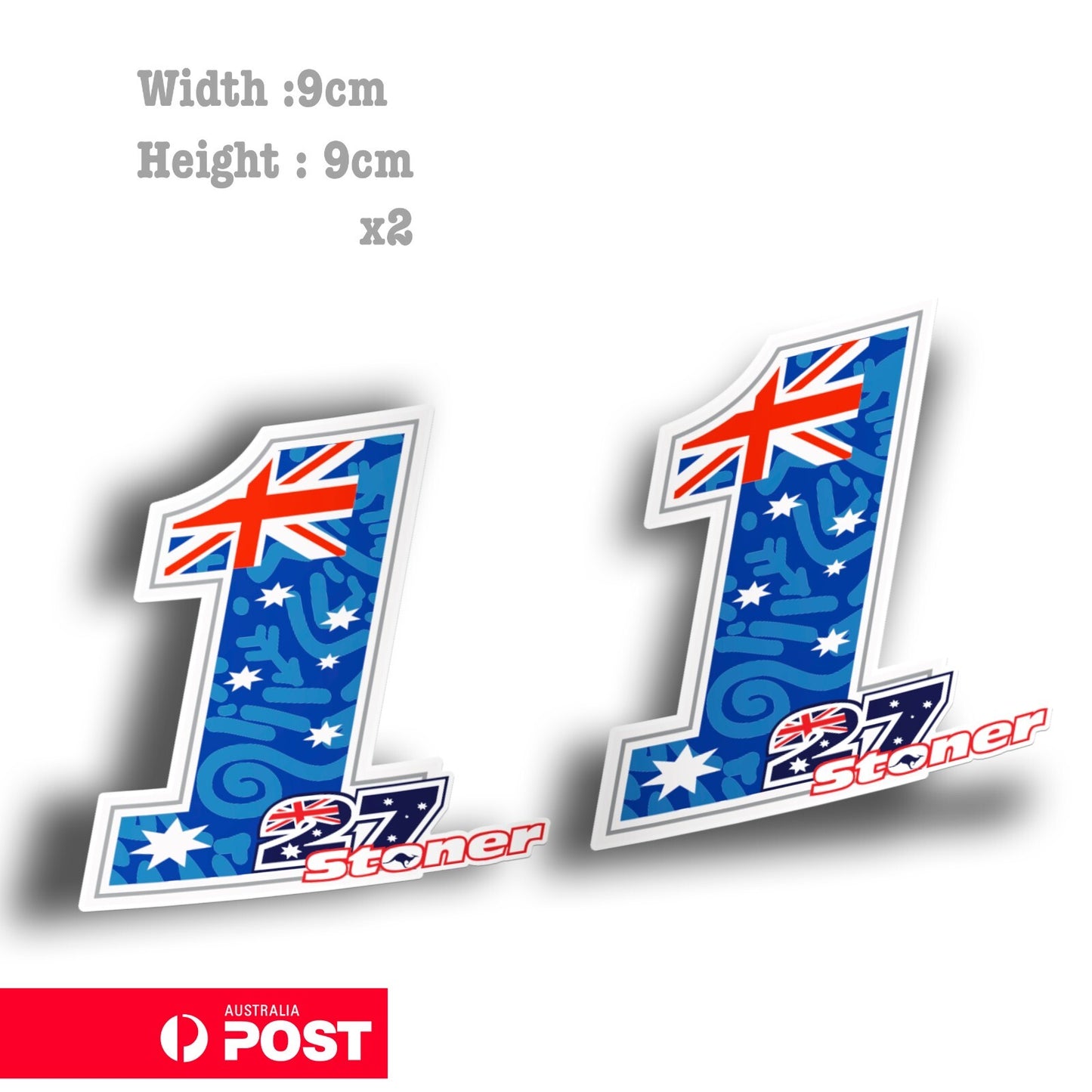 Aussie star Casey Stoner 27 Number 1 Helmet, Motorcycle, MotoGP Decal Sticker