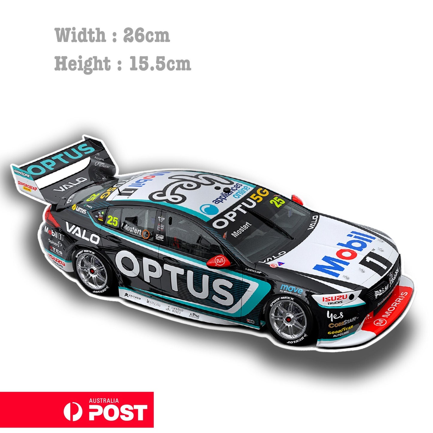 Mobile 1 HOLDEN COMMODORE V8 Black SUPERCARS Competition Vinyl Sticker