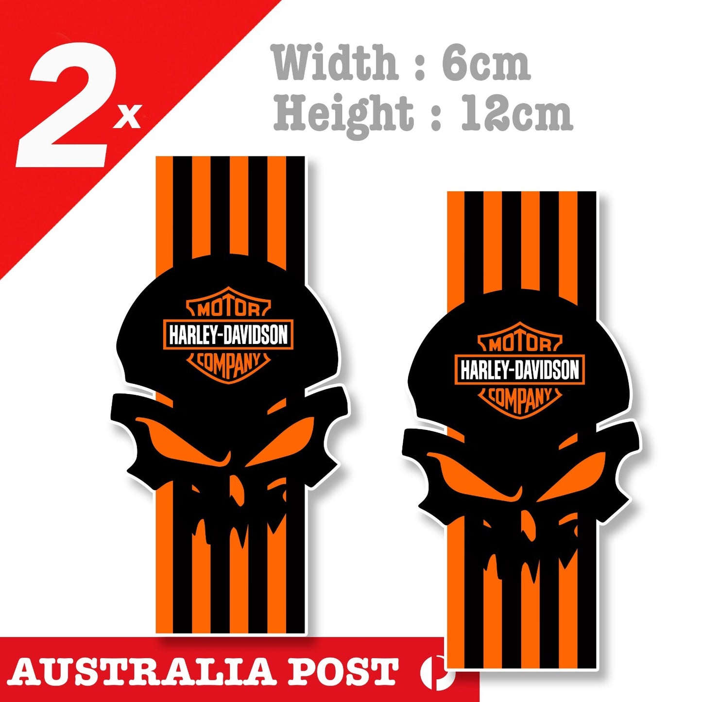 Harley Davidson Skull Logo with orange stripes Motorcycle Decal Stickers