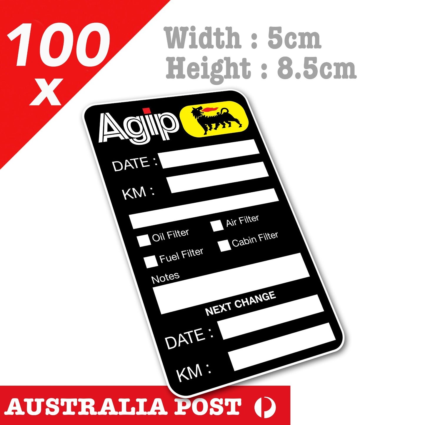 AGIP MOTOR OIL Change Service Reminder Car Window Stickers
