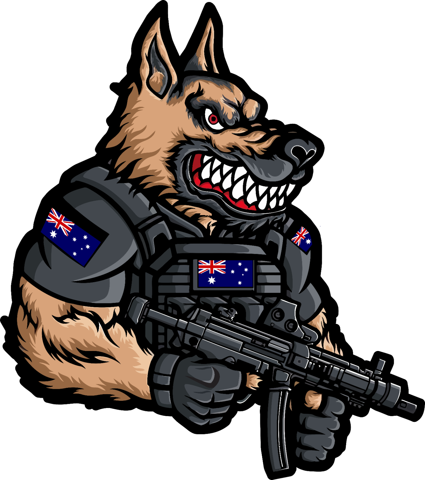 German Shepherd Soldier Australian Flag Sticker