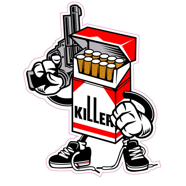 Cigarettes Pack with Gun Funny Laptop , Car Decal Sticker