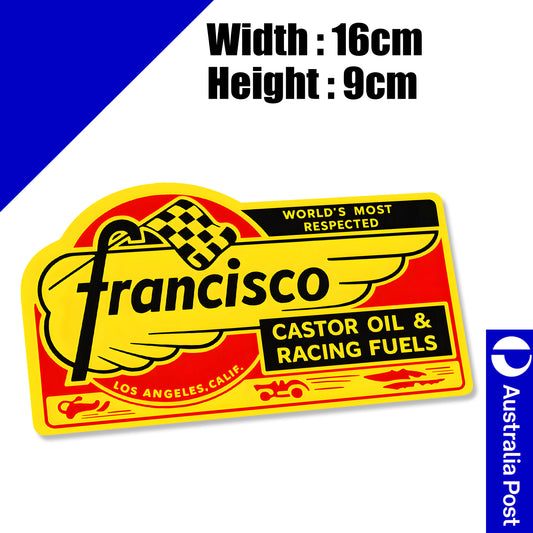Francisco Racing Fuels Sticker, Vintage Speed Shop Decal, Retro Hot Rod Gasoline