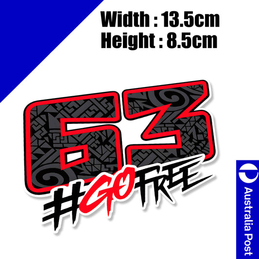 Francesco Bagnaia Number 63 Go Free Motorcycle Stickers