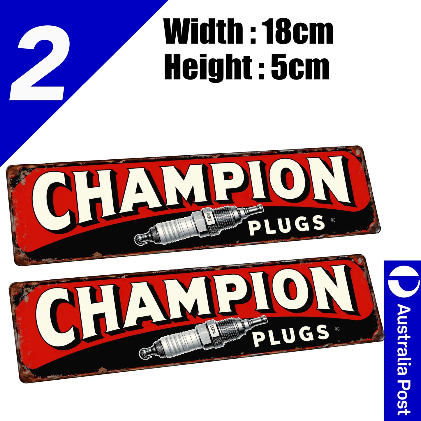 Champion Spark Plugs Sign Vintage Rustic , Garage, Toolbox Stickers