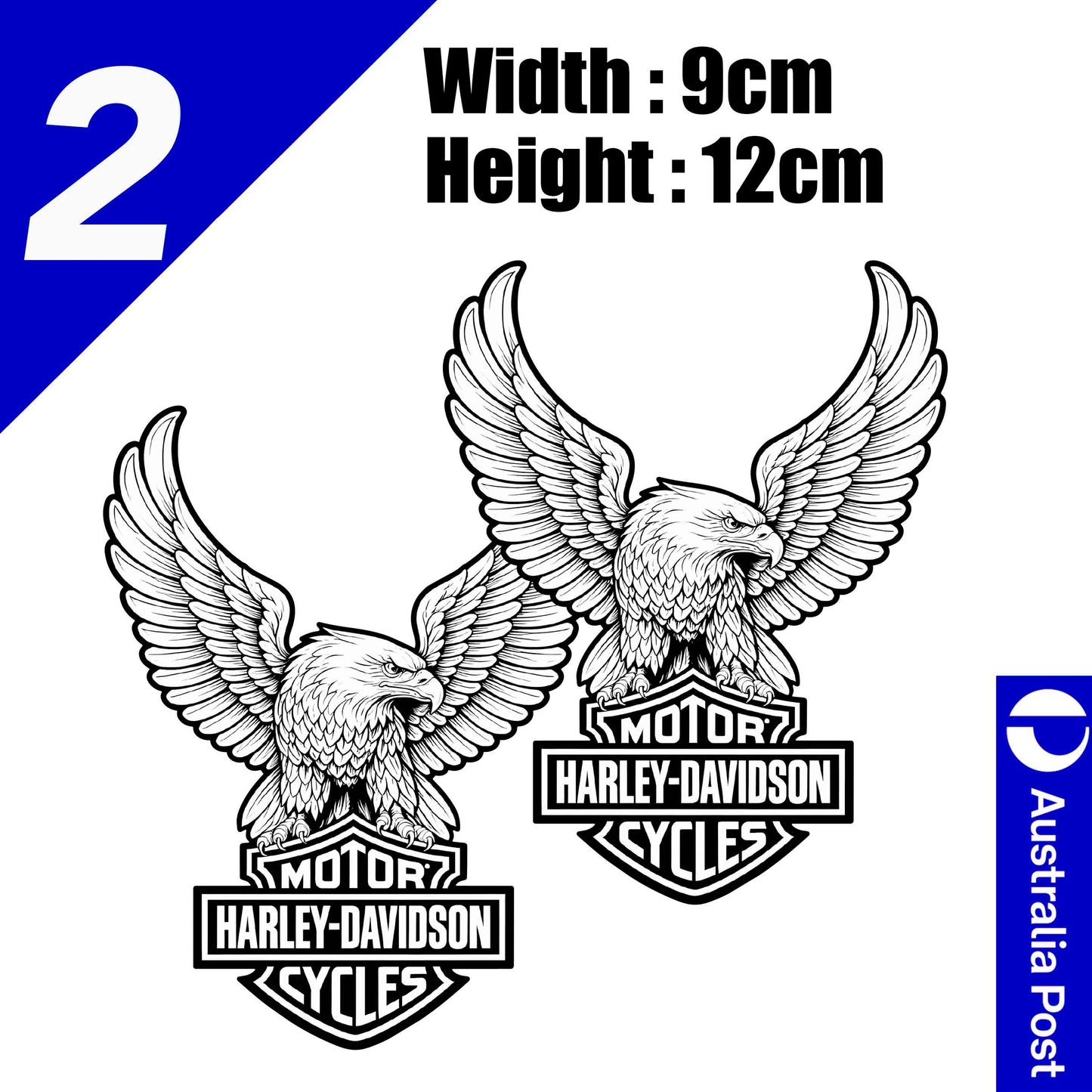 HARLEY DAVIDSON Black Eagle DECALS 2 Pack Stickers Fuel Tank, Helmet