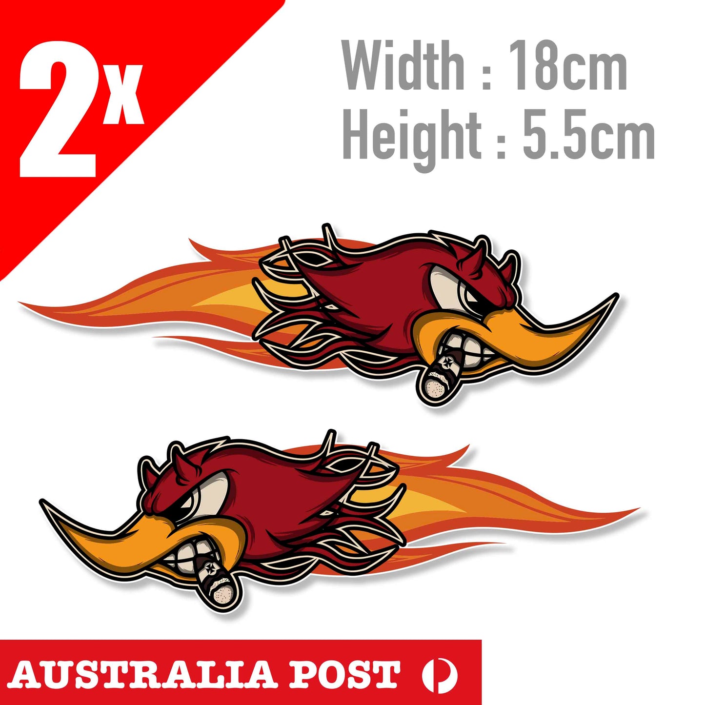 Angry Woodpecker  Head,Helmet Motorbike Bike  Flame Angry Head Sticker