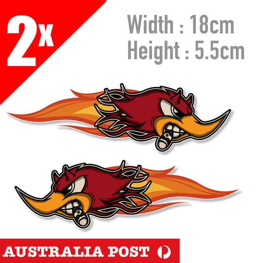 Angry Woodpecker  Head,Helmet Motorbike Bike  Flame Angry Head Sticker