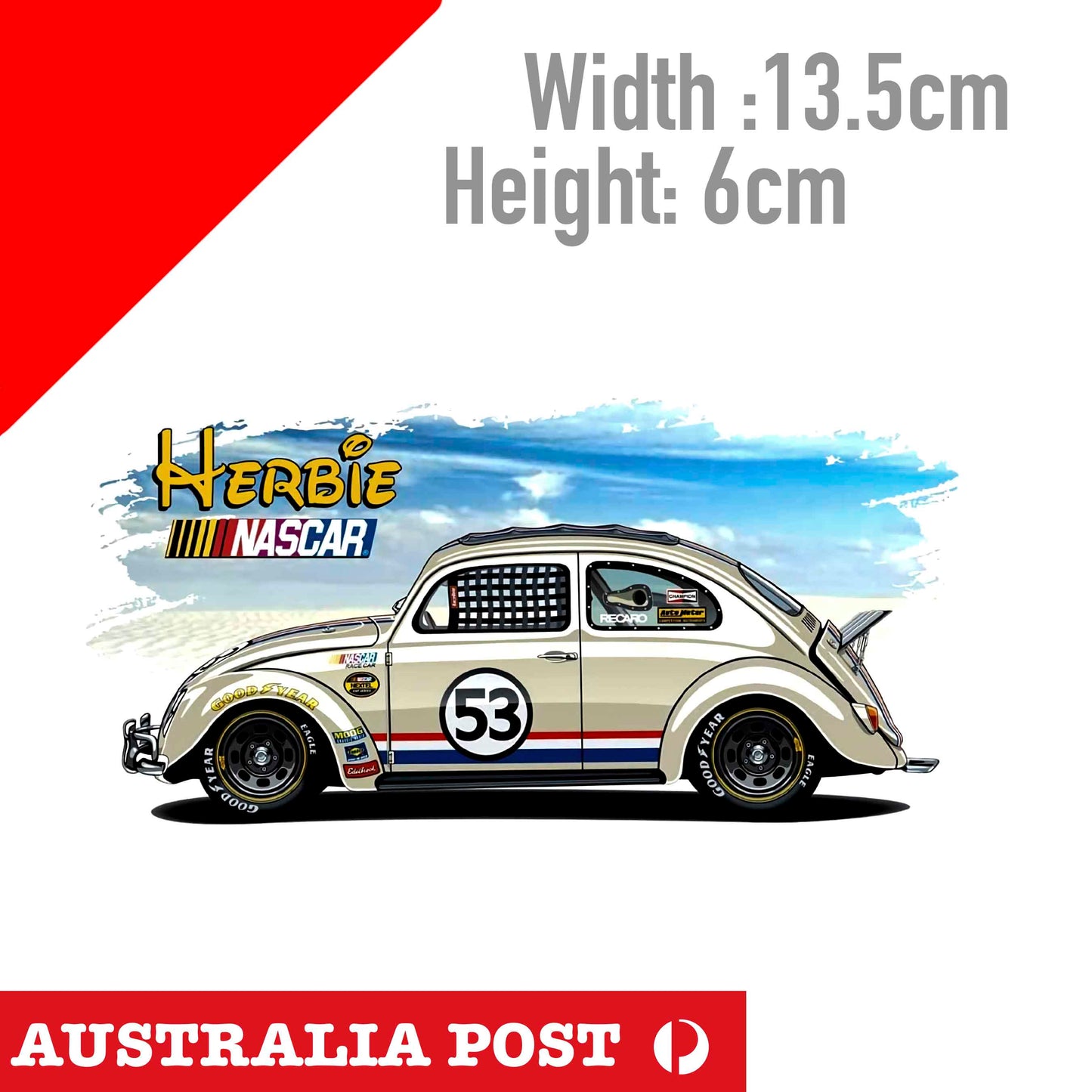 Volkswagen Beetle NASCAR Racing Rally Car Sticker