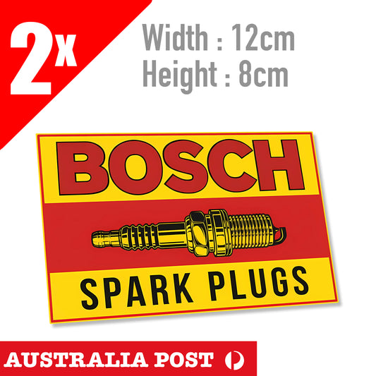 BOSCH Spark Plug Logo, Vintage Old Logo Sign Spark Plug 2x Stickers