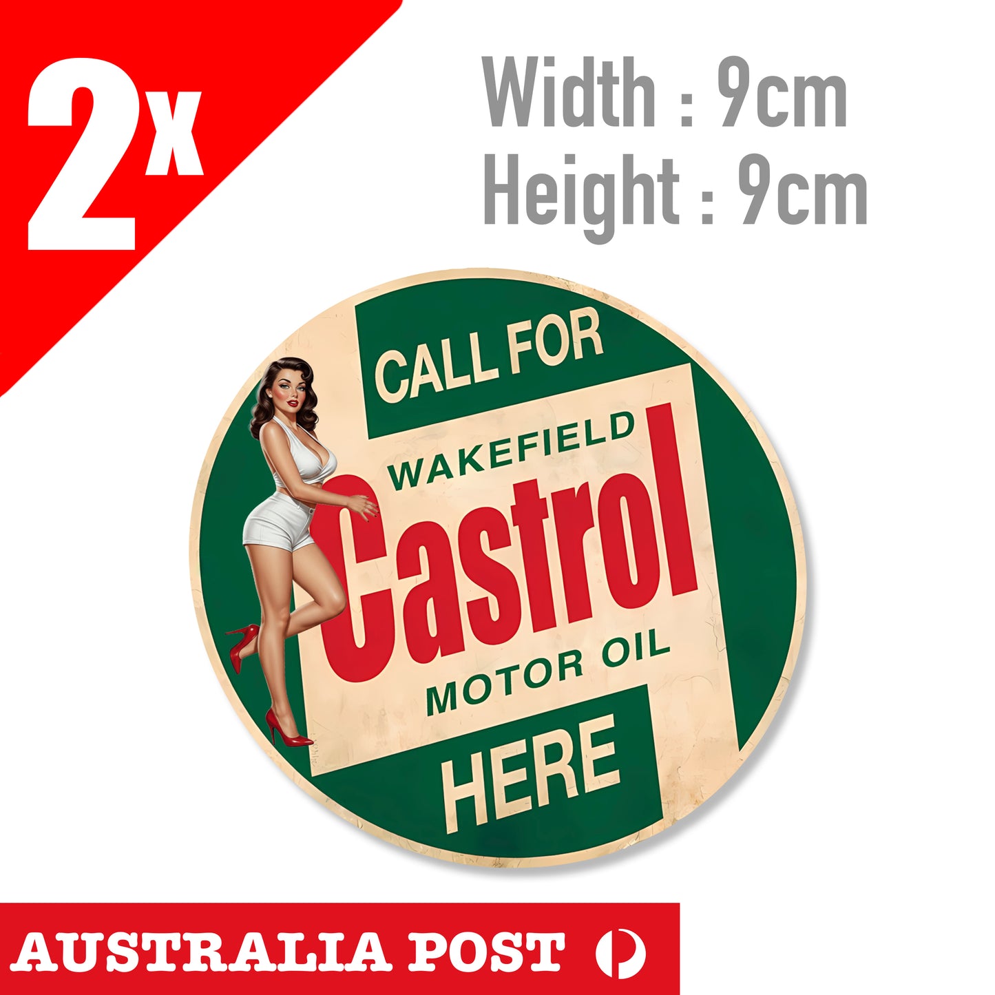 CASTROL Oil Vintage Logo Sexy Brunet Pin Up Girl Sticker