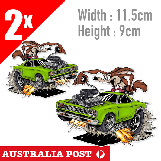 Muscle Car COYOTE - Ratfink Style American Made Rat Fink Barracuda STICKER