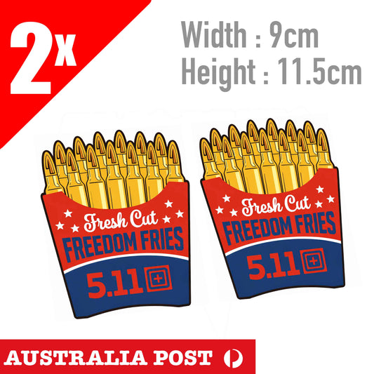 5.11 FREEDOM FRIES, BULLET FIRES, Military Badge Style Sticker