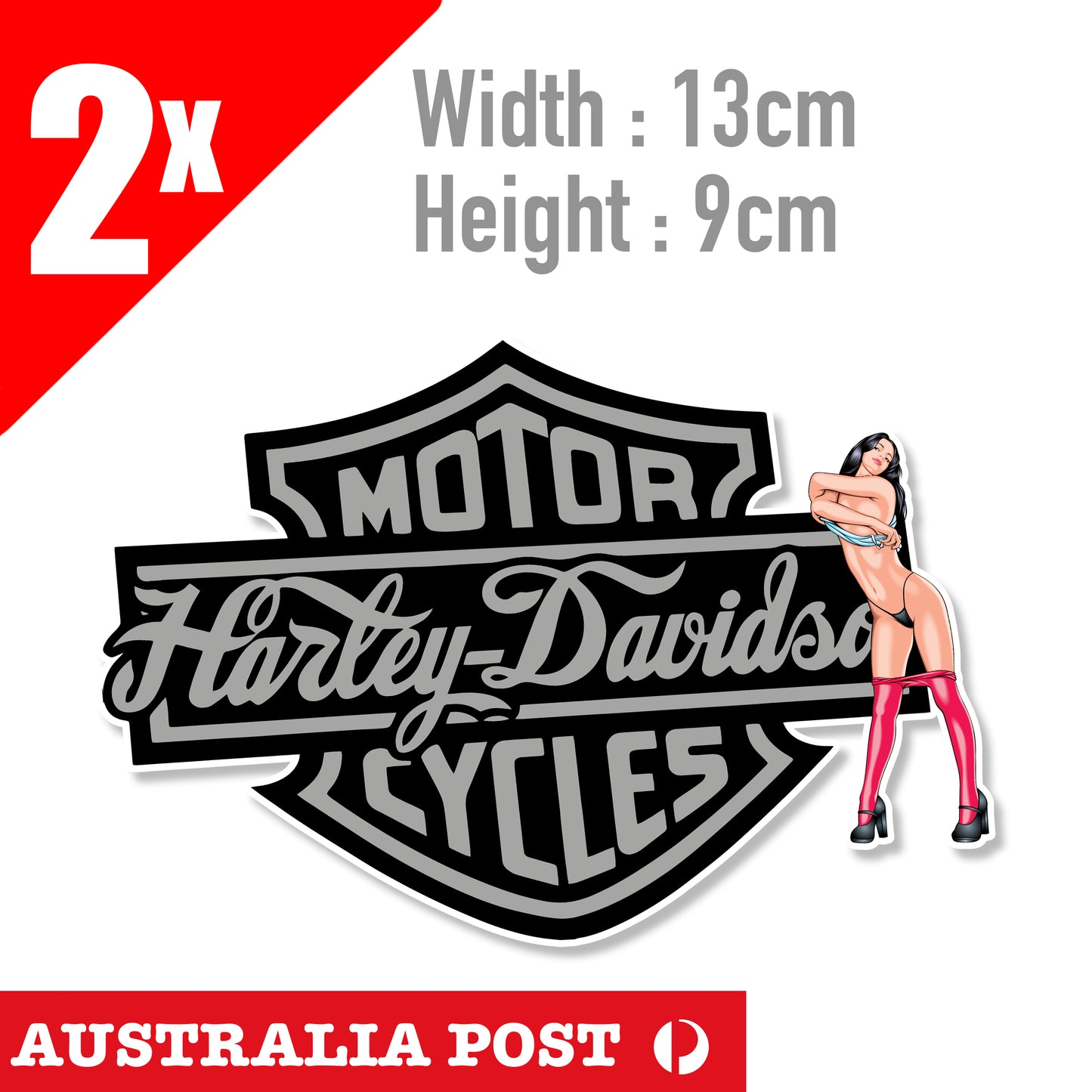 Harley Davidson Motorcycle Sexy Brunet Pin Up Girl , Motorcycle Stickers