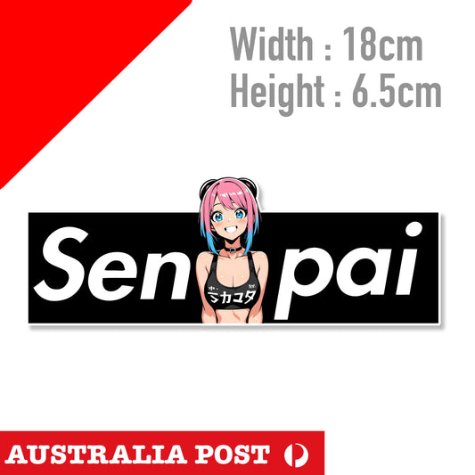 Senpai Anime Sexy DARLING Pink Hair Girl JDM Slap Black Decal Sticker