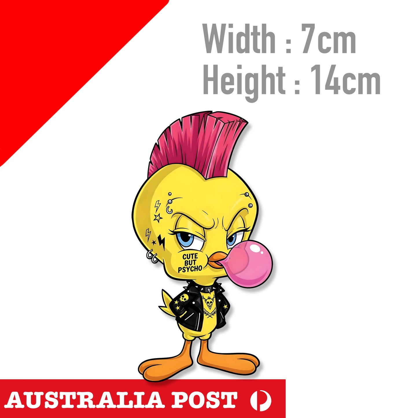Tweety Bird As Punk with Mohawk Pink Hair Funny Laptop , Looney Tunes Sticker