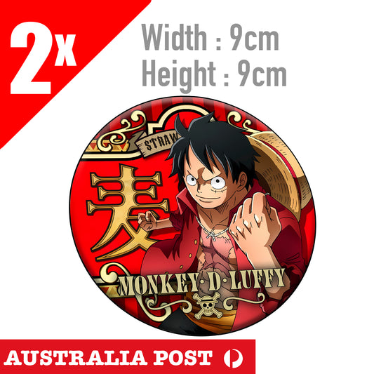 One Piece - Anime - Monkey D. Luffy , Pirate King, Straw Hat Pirate 2x Sticker