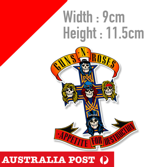 GUNS AND ROSES  CROSS Logo Rock Band Sticker