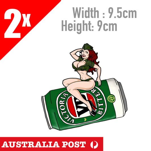 VB Beer Beer Can Pin Up Girl , Victoria Bitter Beer Logo Sticker