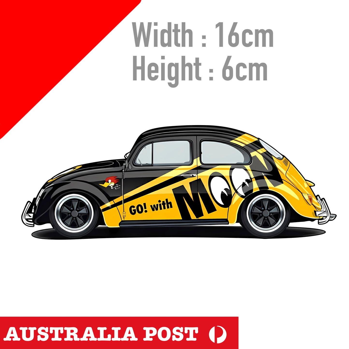 Mooneyes Hot Rod Accessoires Car Garage Man Cave Go VW Beetle Sticker