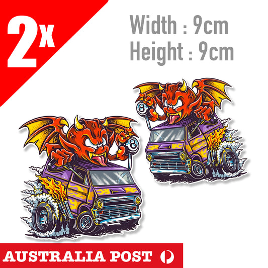Rat Fink Style RED Monster Devil Rider Mancave Hot Rod Americana SATAN Sticker