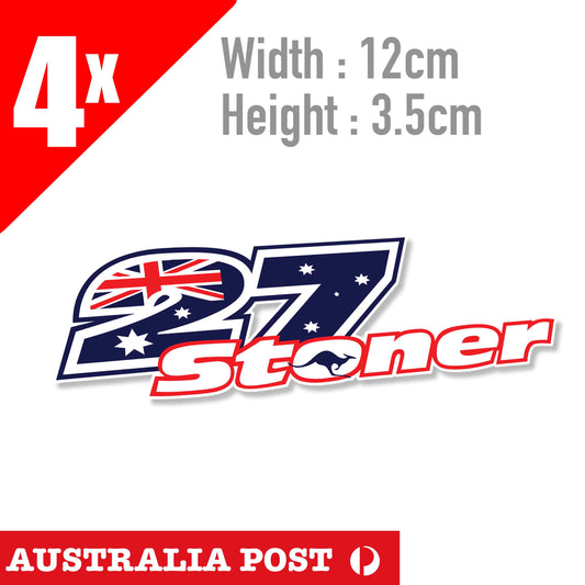 Casey Stoner 27 Aussie Star Motorcycle, Helmet Number 4x Sticker