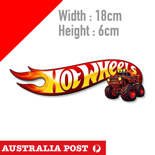 Flame Monster Truck Car , Hot Wheels Logo, Monster Truck  Sticker