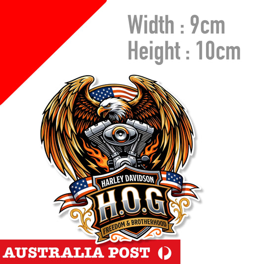 Harley Davidson Motorcycle Eagle Head American Flag Logo Sticker