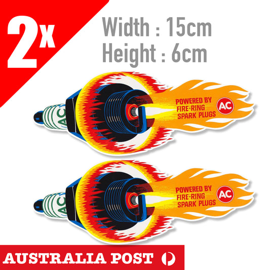 AC Fire-Ring Spark Plug Logo, Vintage Old Logo Sign Spark Plug Stickers