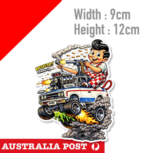 Classic American Muscle Car, Hot Rod, Rat Fink Racing, AMC AMX Sticker