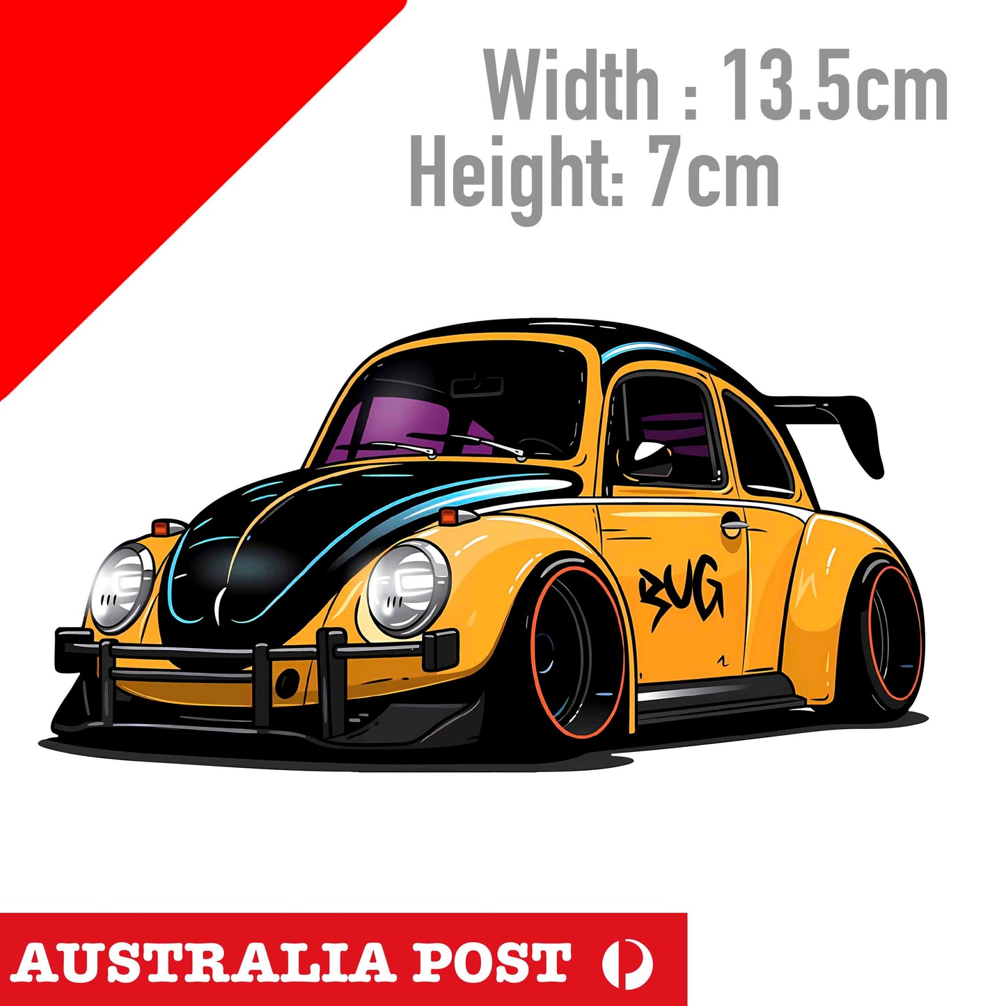 Volkswagen Beetle Racing Hot Rod Car Sticker