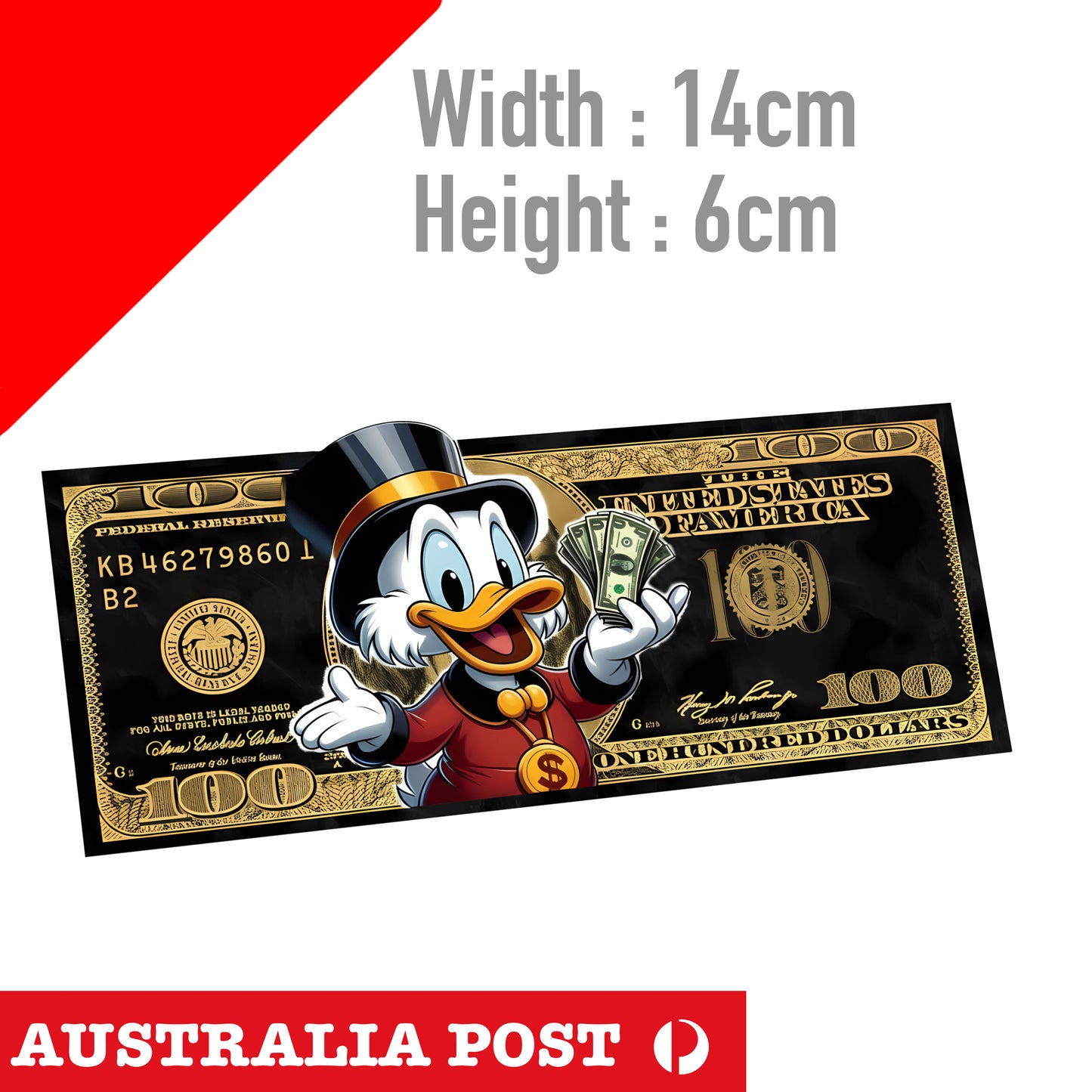 100 Dollars Donald Duck Black Note , Funny Donald Duck Dollar Sticke