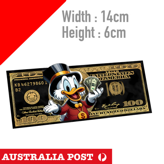100 Dollars Donald Duck Black Note , Funny Donald Duck Dollar Sticke