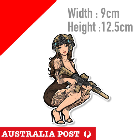 Tactical Military TACTICAL Sexy Military Tattooed Girl Sticker