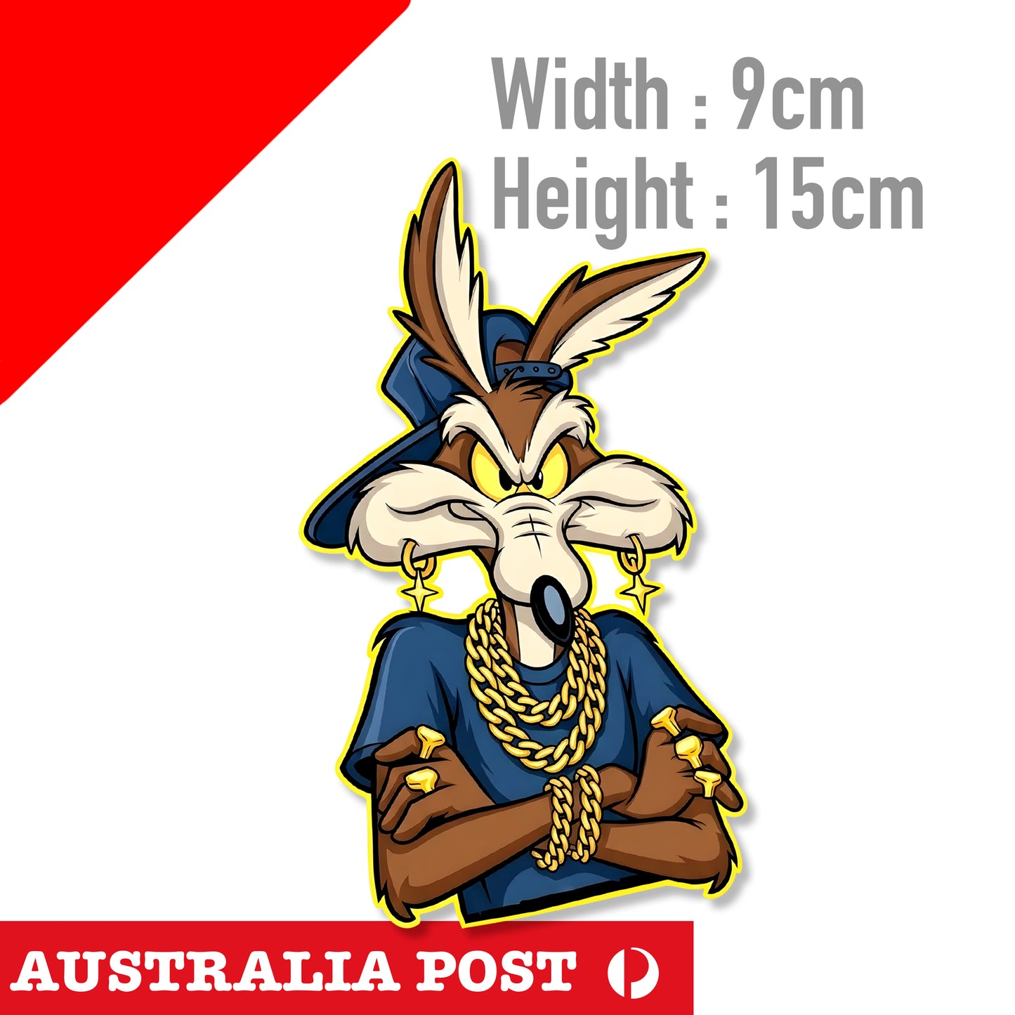 Road Runner Coyote - Wile E Coyote Body Builder, As Punk bling Sticker