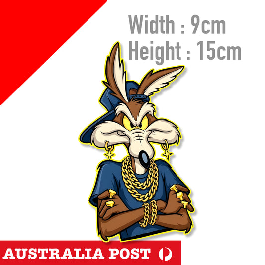 Road Runner Coyote - Wile E Coyote Body Builder, As Punk bling Sticker