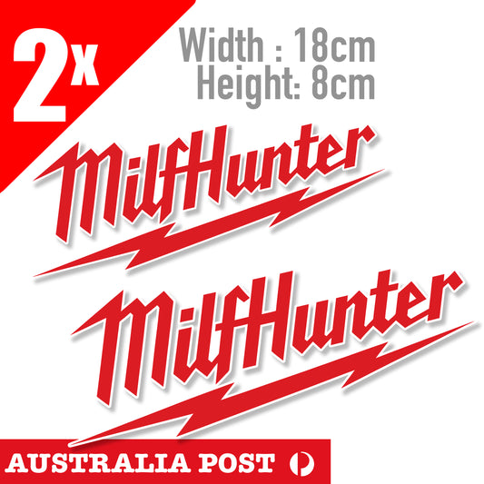 Milwaukee Electric Tool Funny Logo, Milf Hunter Logo Funny Tool Logo Sticker
