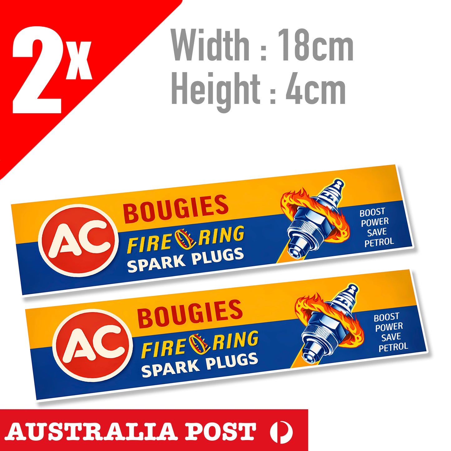 AC  Fire-Ring Spark Plug Logo, Vintage Old Logo Sign banner Sticker