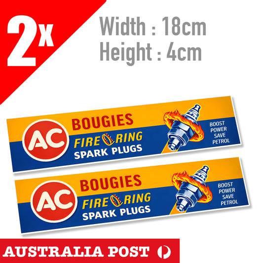 AC  Fire-Ring Spark Plug Logo, Vintage Old Logo Sign banner Sticker
