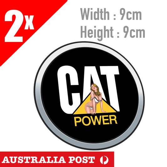 CATERPILLAR Chrome Logo x4 Car, Truck Ute Sexy Blonde Pin Up Girl Sticker