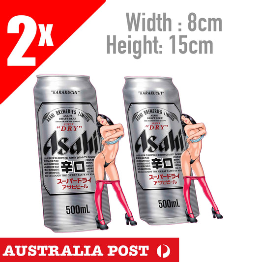 Asahi Super Dry Beer Can Sticker Suit Bar, Fishing Sexy Girl x2 Sticker