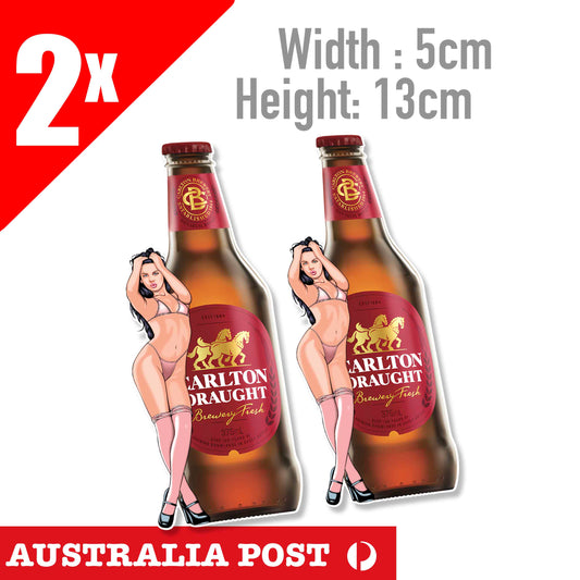 CARLTON DRAUGHT BEER Bottle | STICKER | BAR | NOVELTY | MAN CAVE Sexy Girl