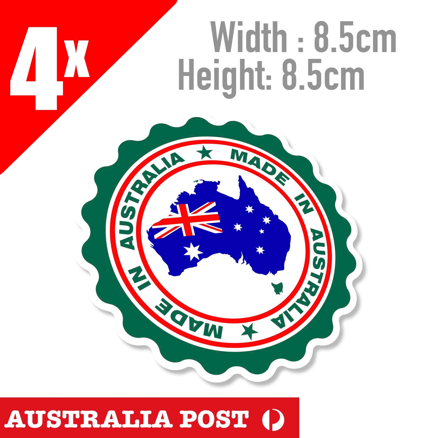 Australian Made Logo Map & Flag Logo Sticker