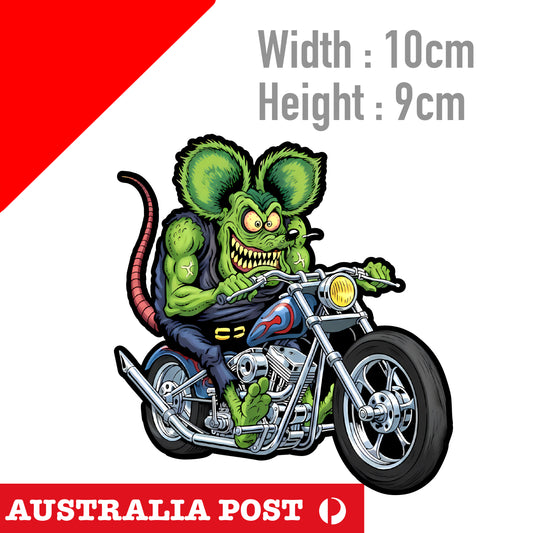 Rat Fink Hot Rod Motorcycle Rider Sticker