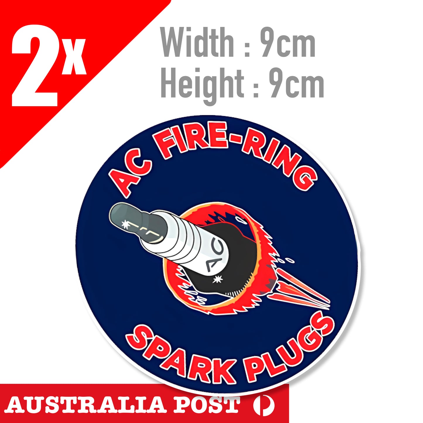 AC  Fire-Ring Spark Plug Logo, Vintage Old Logo Sign Round Sticker