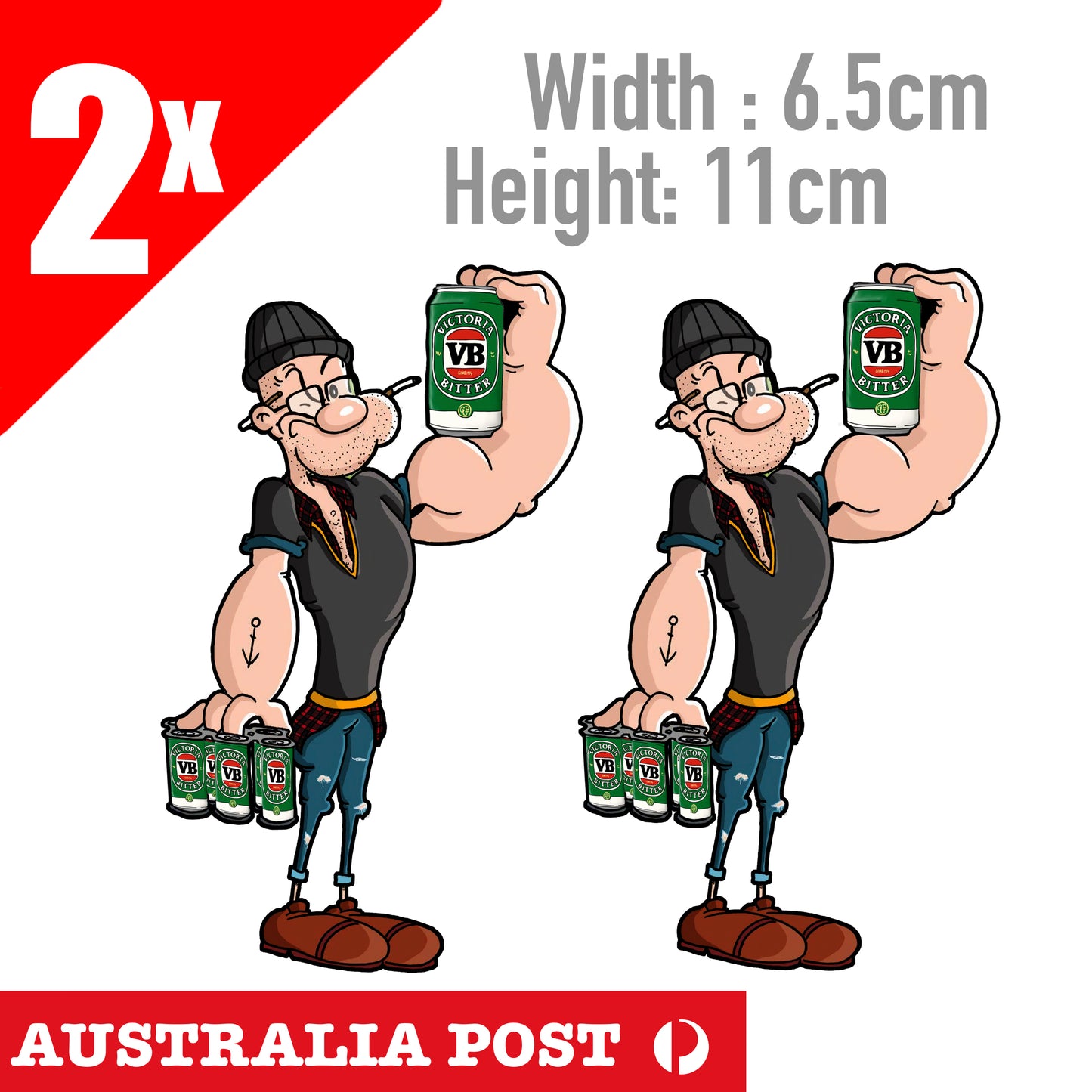 VB Beer PopEye Sailor ,Suit Bar Camping  Victoria Bitter Sticker