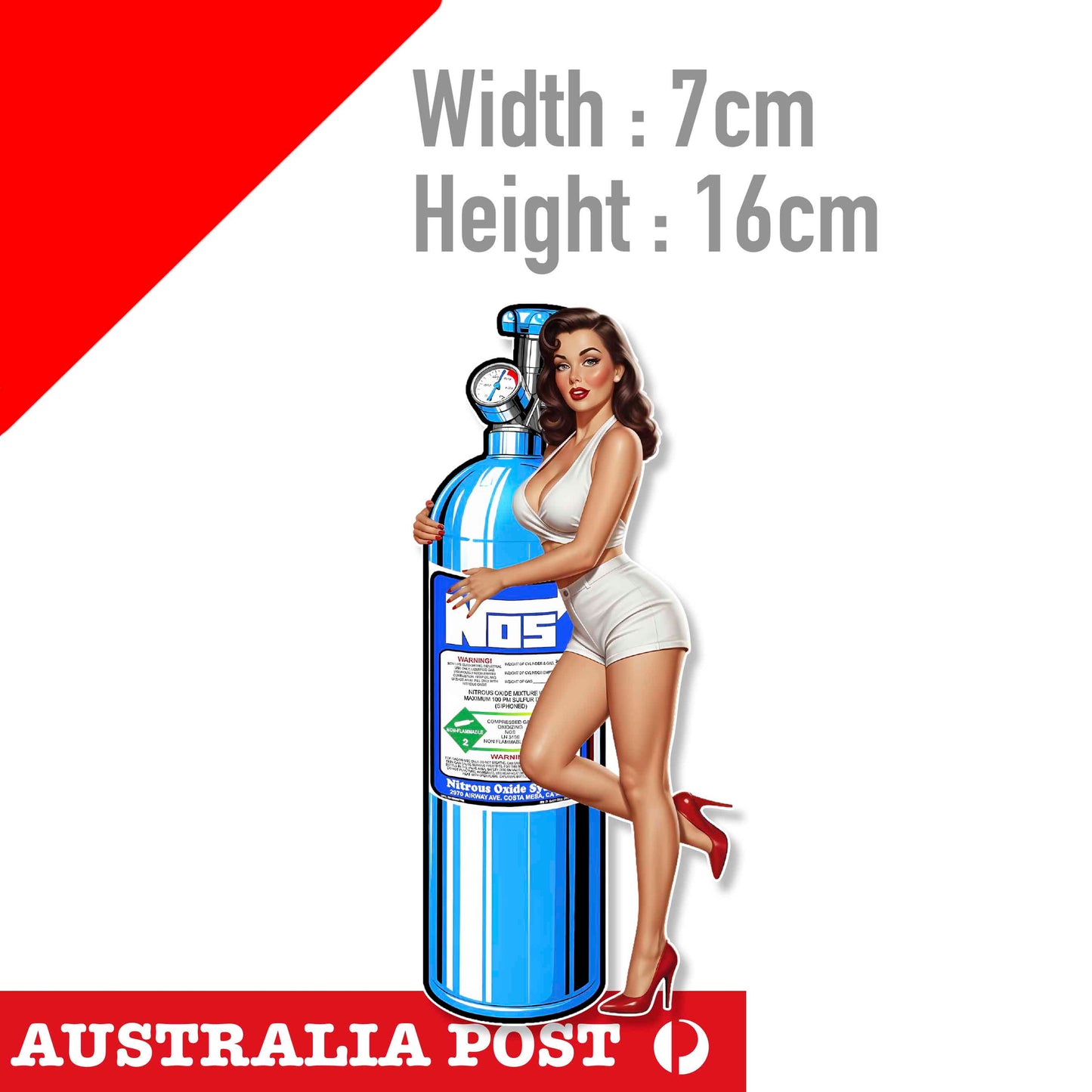 NOS WARNING! FAST BOOST SPEED RACING drifting Sexy Pin Up Girl Sticke