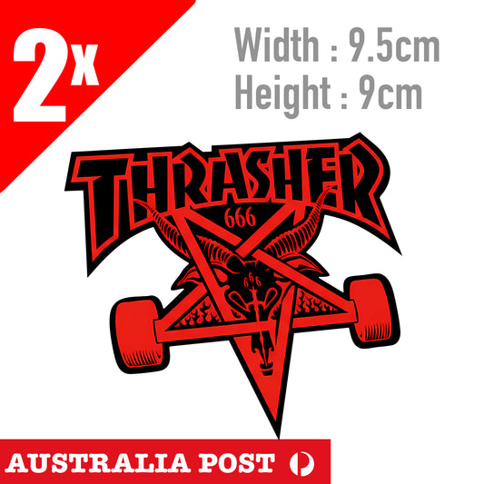 THRASHER SKATE BOARD Red Devil Stickers