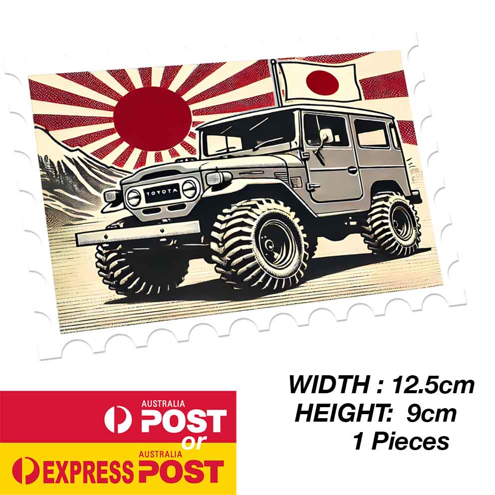 TOYOTA Land Cruiser FJ40 Vintage Japan Rising Sun Flag Sticker